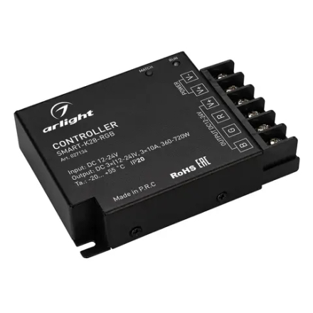 Контроллер SMART-K28-RGB (12-24V, 3x10A, 2.4G) (Arlight, IP20 Металл, 5 лет) 027134
