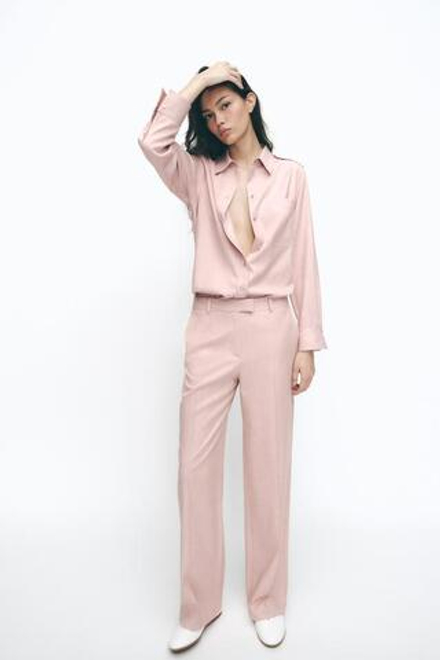 ZARA БРЮКИ STRAIGHT FIT, РОЗОВЫЙ