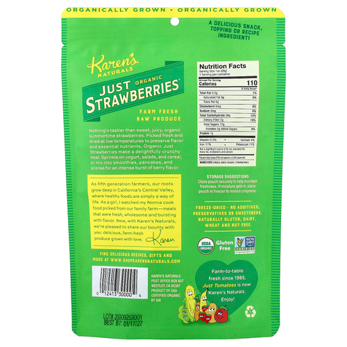 Karen's Naturals, Just Strawberries®, 28,4 г (1 унция)