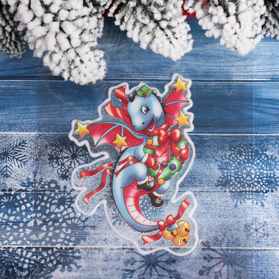 Наклейка на стекло «Дракон со звёздами» 15*20 см