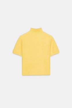 ZARA МЯГКИЙ СВИТЕР С КОРОТКИМИ РУКАВАМИ, ЖЕЛТЫЙ