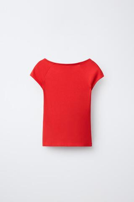 ZARA ОДНОТОННАЯ ФУТБОЛКА ИЗ МОДАЛА, КРАСНЫЙ