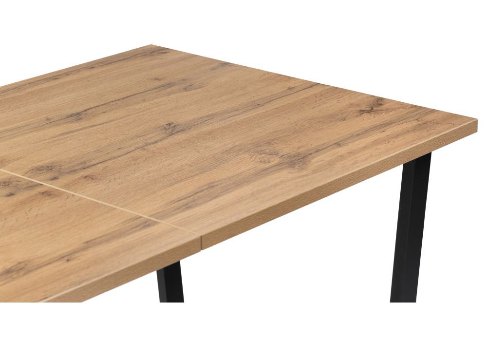 Стол раскладной Лота Лофт 140(180)х80х74 25 мм дуб вотан / матовый черный