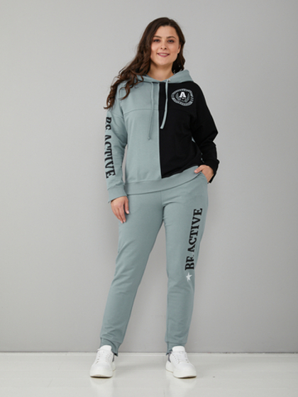 Костюм с брюками КБофл-111П/шалфей-черный