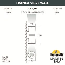 Светильник уличный настенный FUMAGALLI FRANCA 90-2L WALL 3A7.003.000.AXU2L