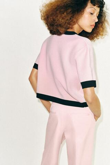 ZARA КОМБИНИРОВАННЫЙ КАРДИГАН С КОРОТКИМИ РУКАВАМИ, РОЗОВЫЙ