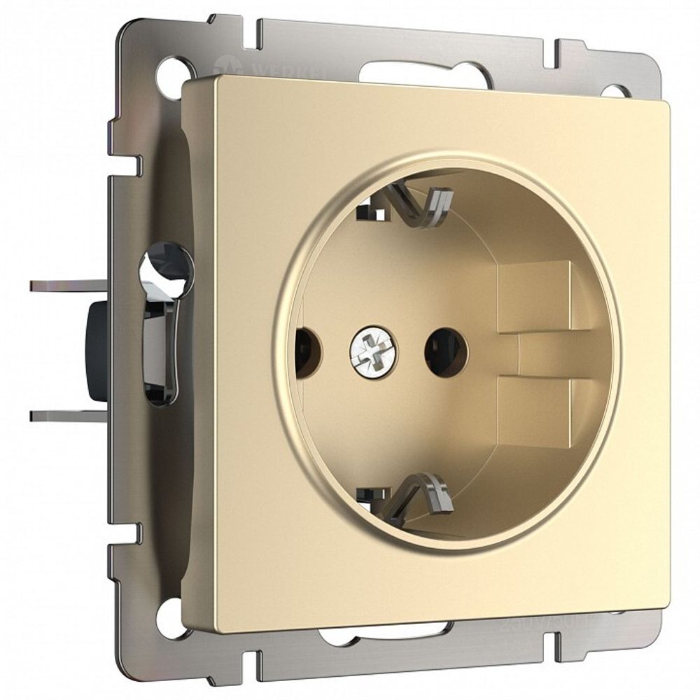 Розетка с заземлением и со шторками, без рамки Werkel шампань W1171111