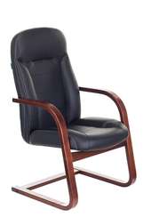 Кресло Бюрократ T-9923WALNUT-AV черный кожа полозья дерево