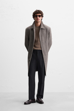 ZARA БРЮКИ ИЗ ФЛАНЕЛИ СО СКЛАДКАМИ, МОРСКОЙ СИНИЙ