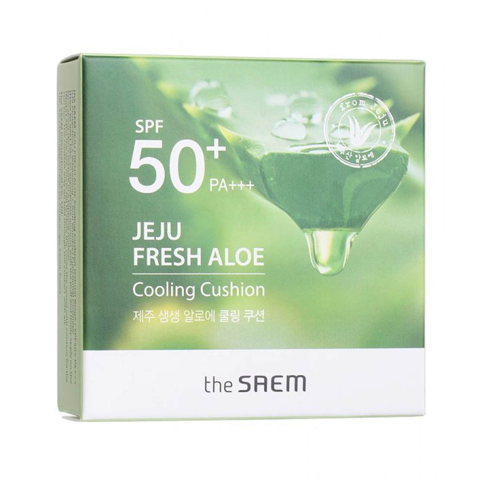 Кушон охлаждающий солнцезащитный Jeju Fresh Aloe Cooling Cushion Natural Baige SPF 50+PA+++ 12гр