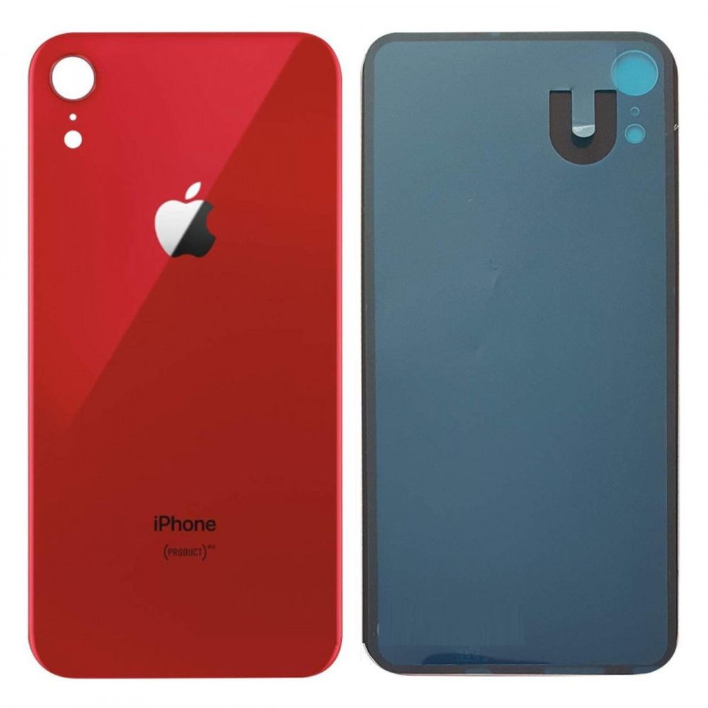 Задняя крышка для iPhone Xr Красный (стекло, широкий вырез под камеру, логотип)