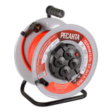 Удлинитель силовой на металлической катушке Ресанта СУ-3х1,5-30/3 (с выкл., 4 розетки, IP44)