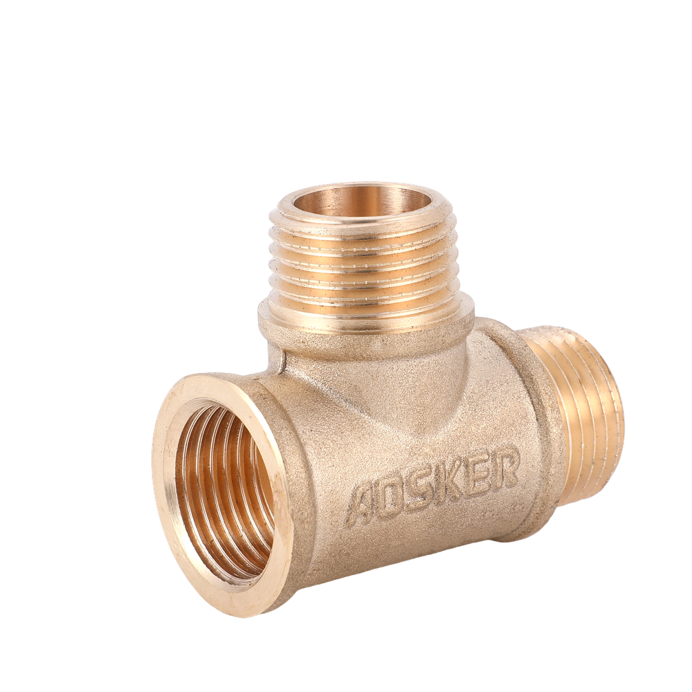 Тройник латунный AOSKER (ф15) 1/2" ВРхНРхНР