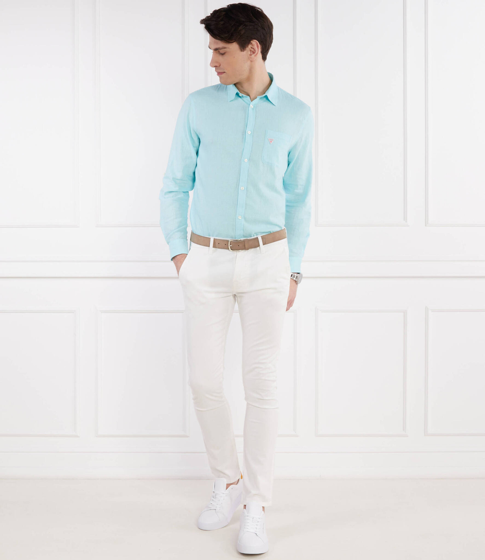 Льняная рубашка Guess Underwear - бирюзовый(F4GH00 WG3L0)