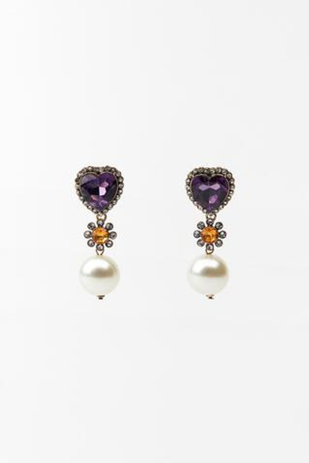 ZARA СЕРЬГИ «СЕРДЕЧКИ» С УКРАШЕНИЯМИ, РАЗНОЦВЕТНЫЙ
