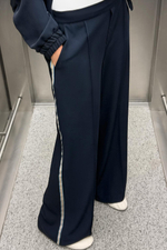 Брюки wide-leg с полосами по бокам