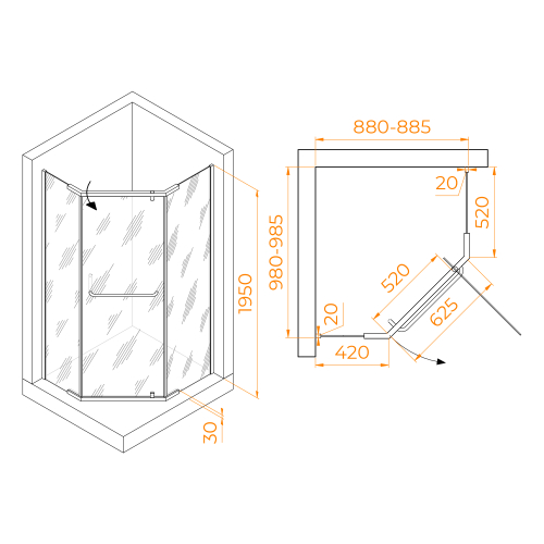Душевой уголок RGW PA-091 900x1000
