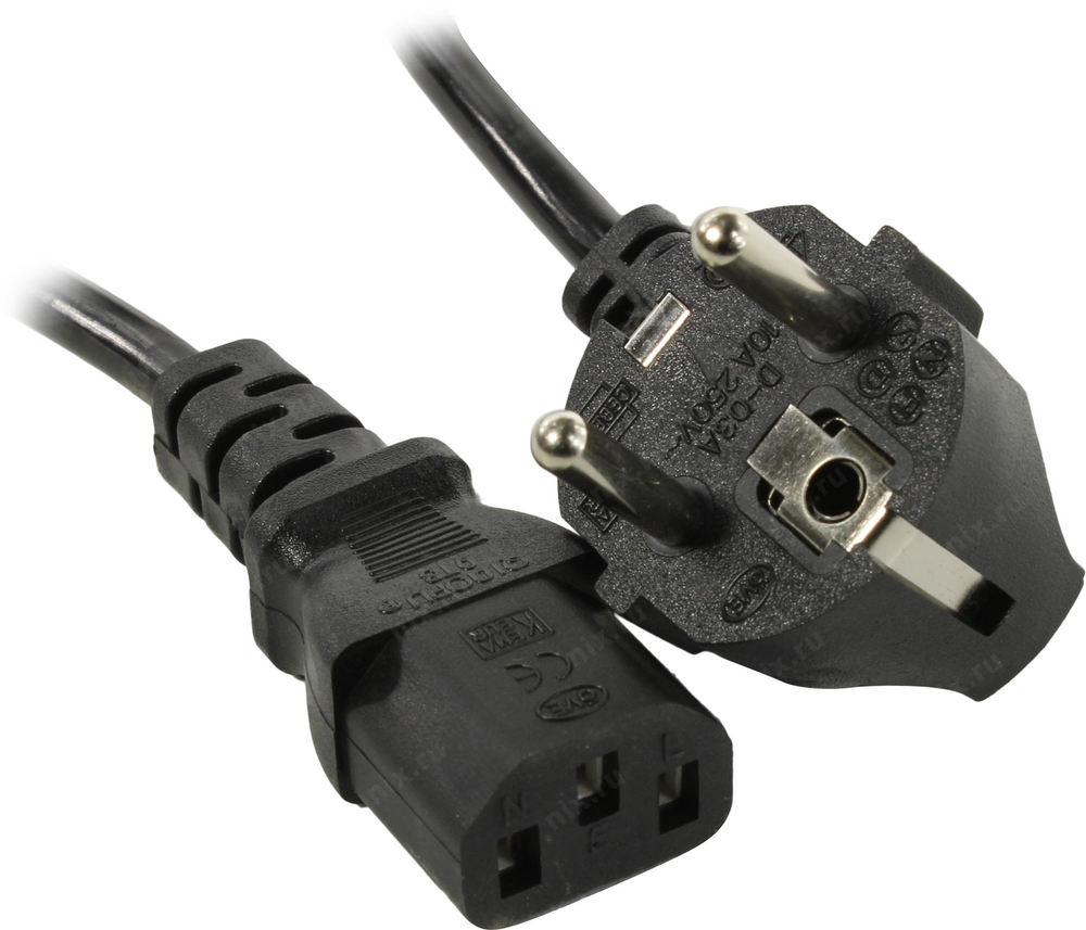 5bites &lt;PC207-18A&gt; Кабель компьютер - розетка 220V 1.8м Европейский стандарт, Г-образный