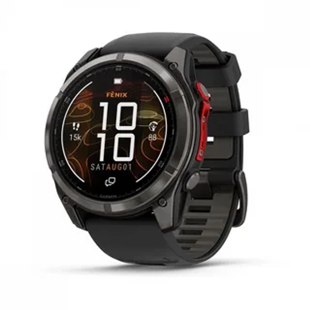 Garmin Fenix 8 PRO, 51 мм, MicroLED, Sapphire, Carbon Gray DLC Titanium with Black/Pebble Gray Silicone Band
