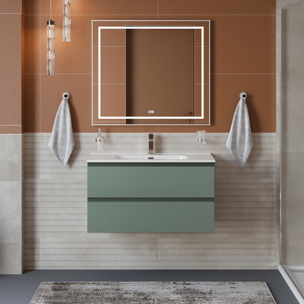 Тумба с раковиной подвесная BelBagno KRAFT-800-2C-SO-VO Еловый матовый, раковина белая BB800ETL