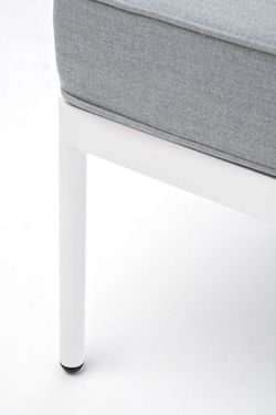 "Канны" угловой модуль плетеный из роупа, каркас алюминий белый шагрень, роуп светло-серый круглый, ткань светло-серая