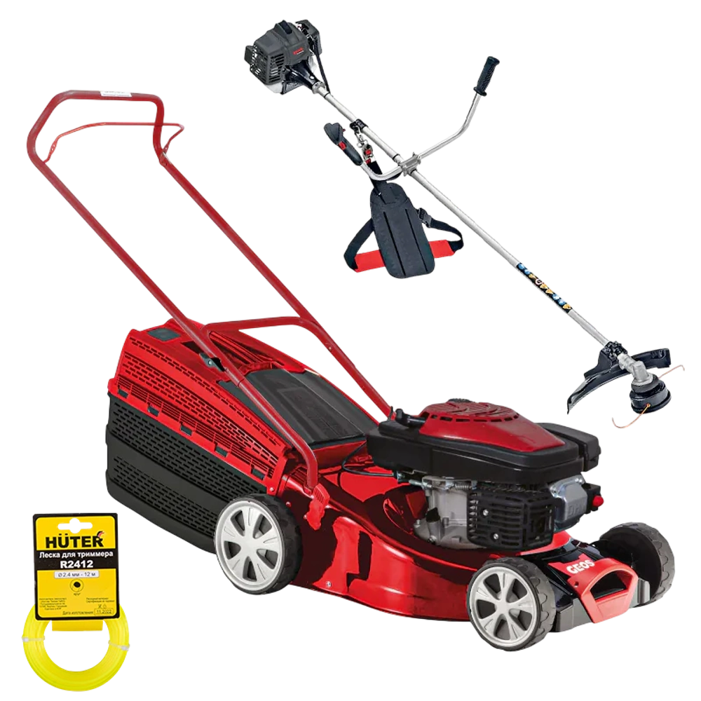 Комплект GEOS by AL-KO Comfort 46 P-S газонокосилка + Geos Easy BC 223 B триммер + HUTER R2412 леска 168692