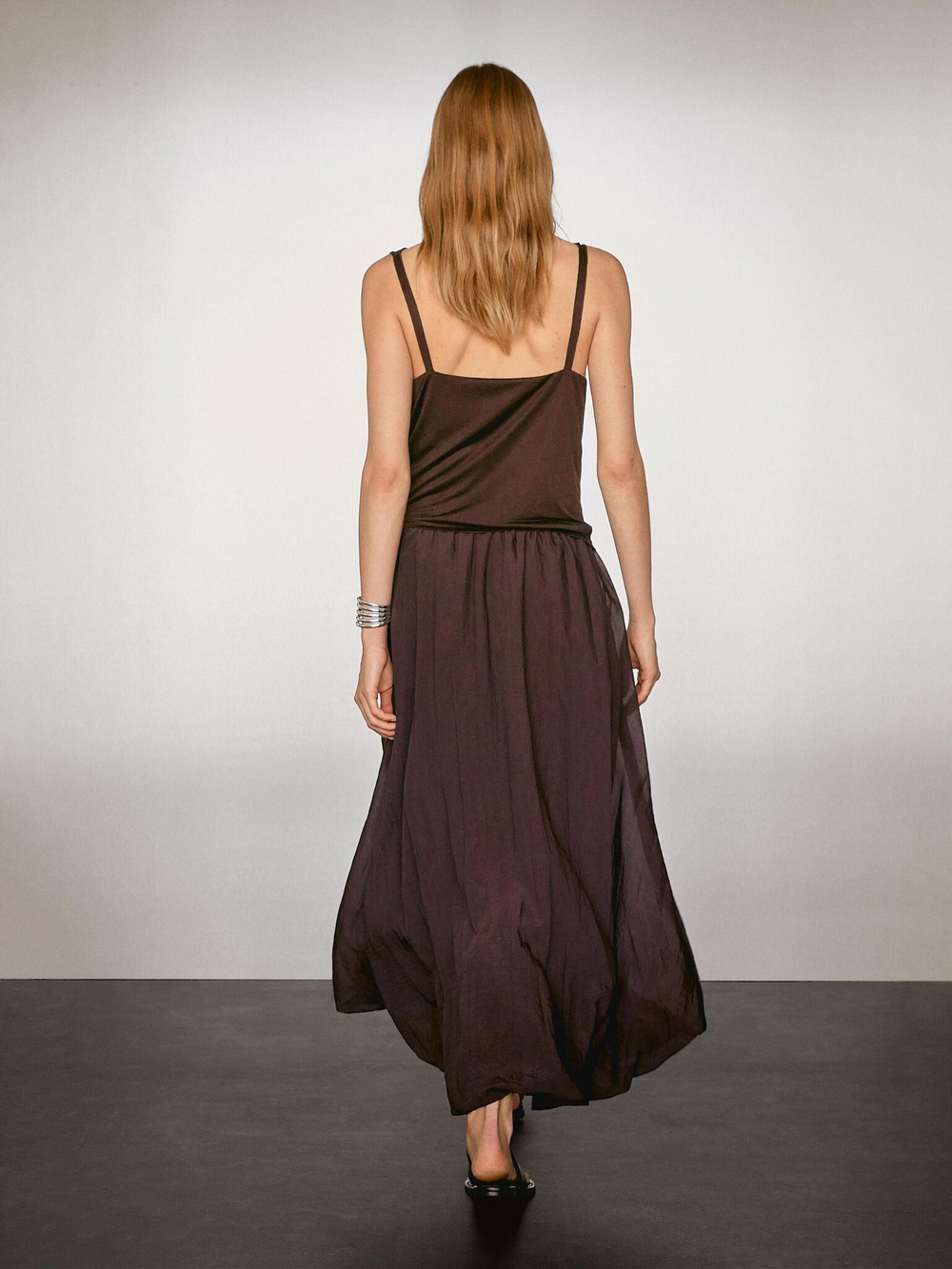 Massimo Dutti Юбка миди свободного кроя с плиссировкой, бургундский