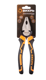 Плоскогубцы (пассатижи), 200мм., никелированные, двухкомпонентные рукоятки, Вихрь