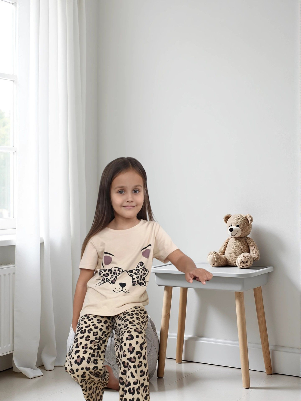 7-56-2 Пижама для девочки (фуфайка и брюки)