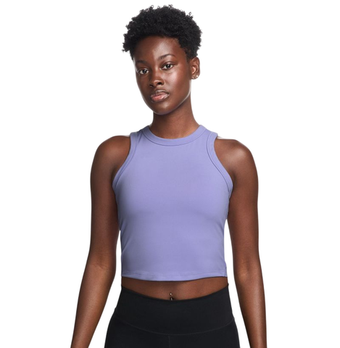 Женский теннисный топ Nike One Fitted Dri-Fit Short Sleeve Crop - сиреневый лед/черный