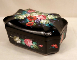 Шкатулка "Цветы на черном" с жостовской росписью