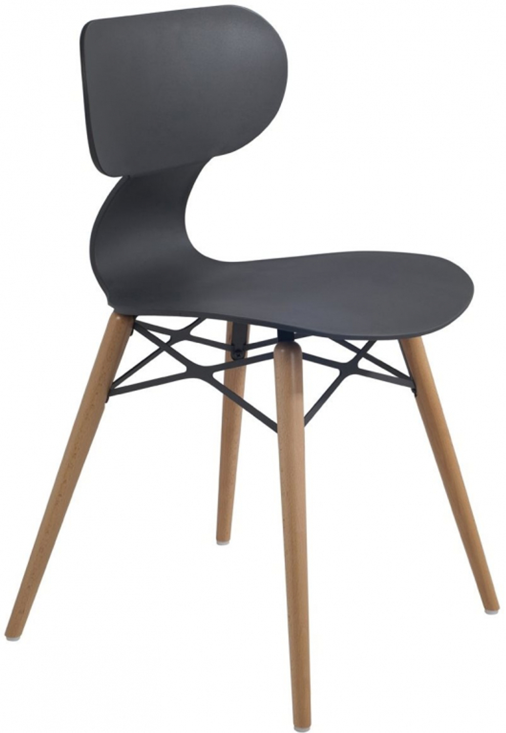 Стул пластиковый Papatya Yugo-S Wox Beech, антрацит