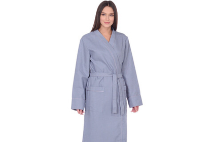 Халат вафельный Home One с кантом серый 46