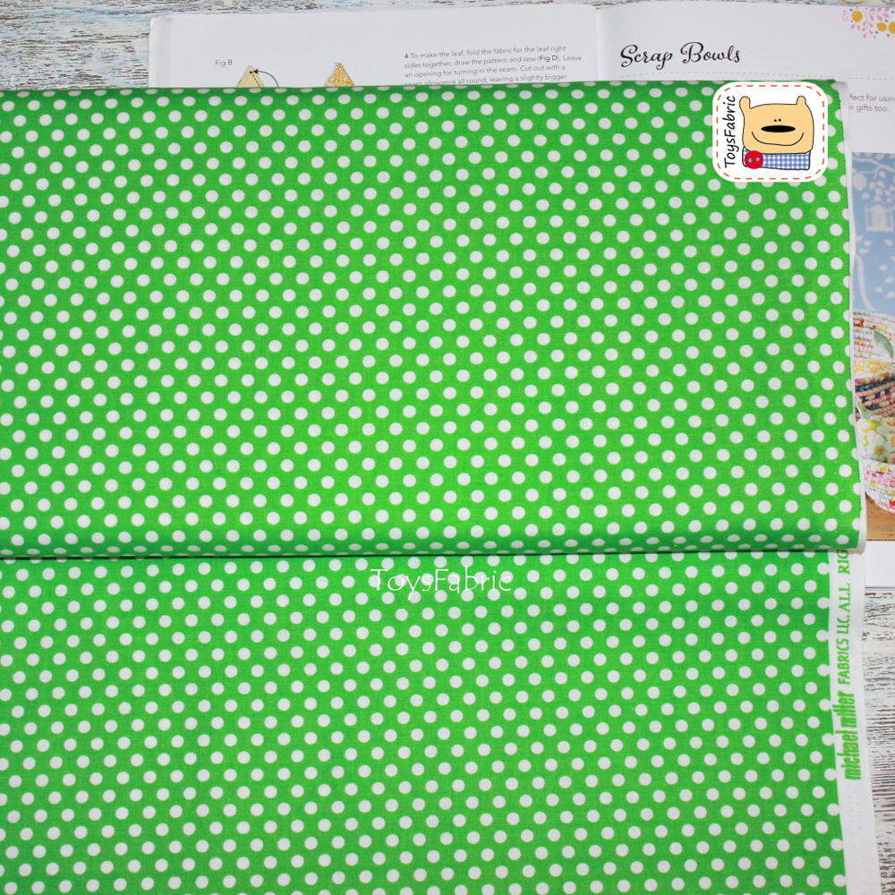 Ткань для пэчворка 20908 (горох 5мм на зеленом) 45х55см