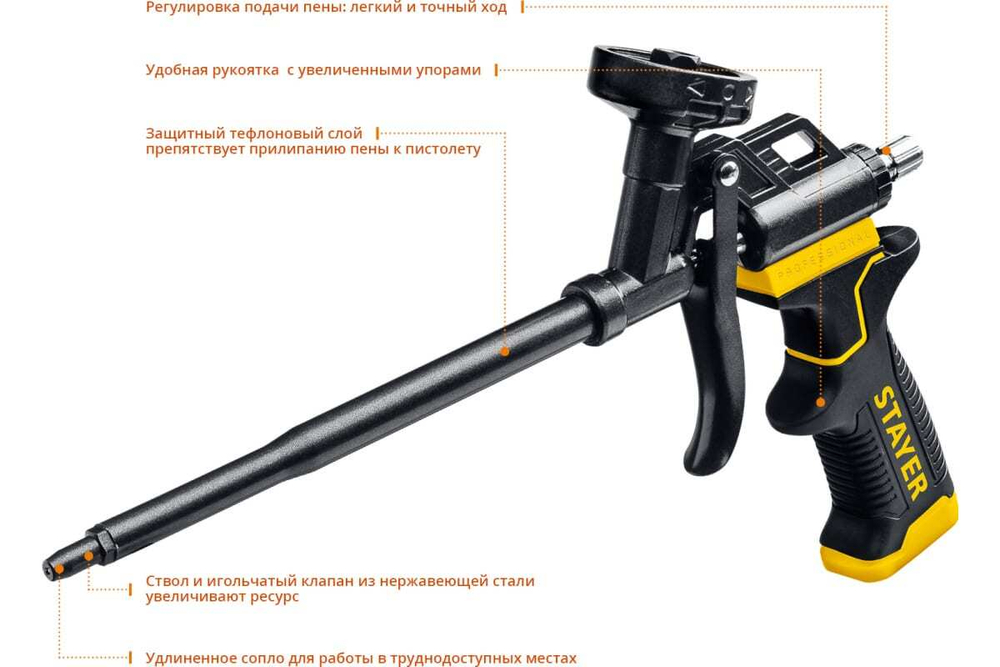 Пистолет для монтажной пены Stayer BLACK PRO 06862_z02