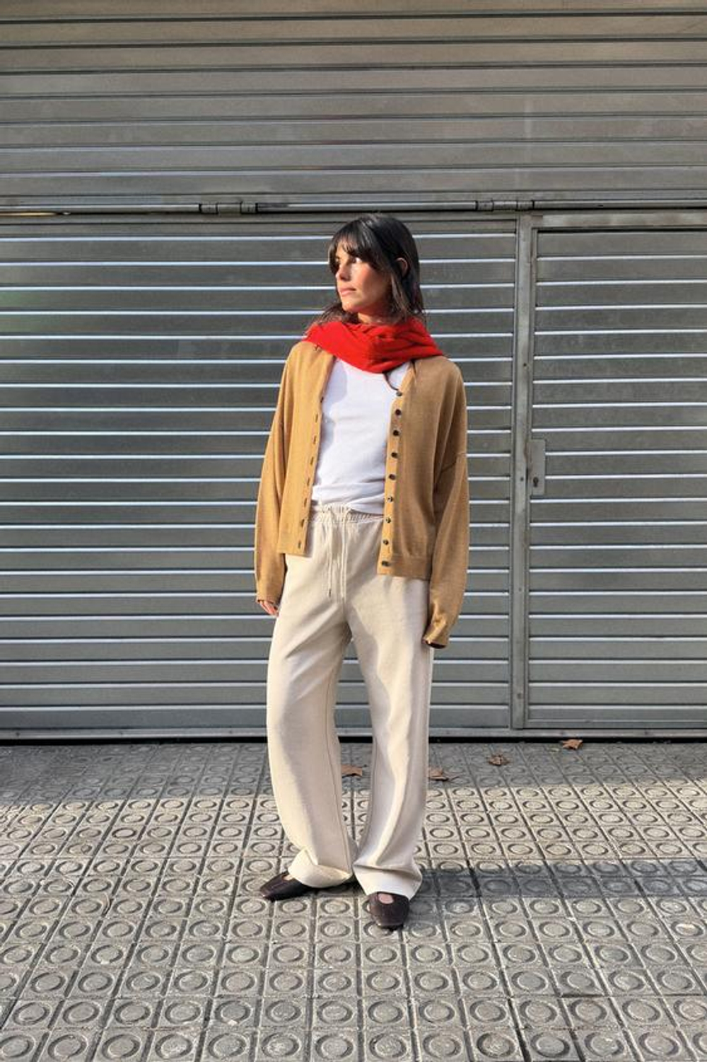 ZARA БРЮКИ ИЗ ТРИКОТАЖА ИНТЕРЛОК С ЭФФЕКТОМ ПОТЕРТОСТИ, ЭКРЮ