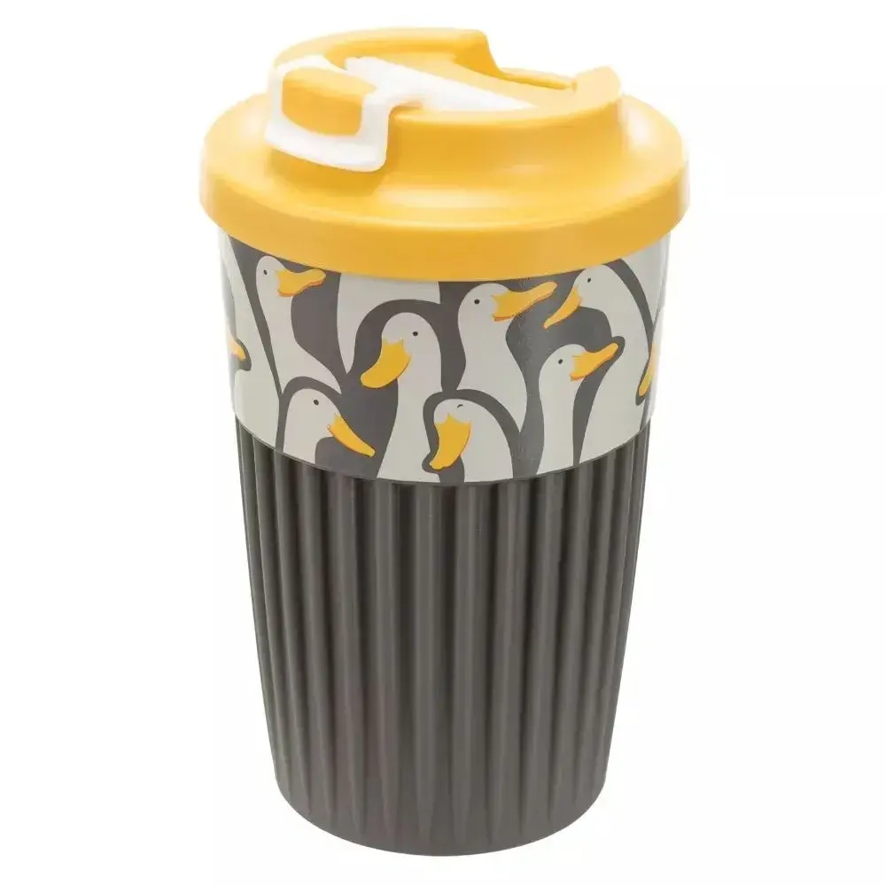 СТАКАН ДЛЯ ГОРЯЧИХ НАПИТКОВ С КЛАПАНОМ И ДЕКОРОМ ГУСИ 450МЛ (Серый)