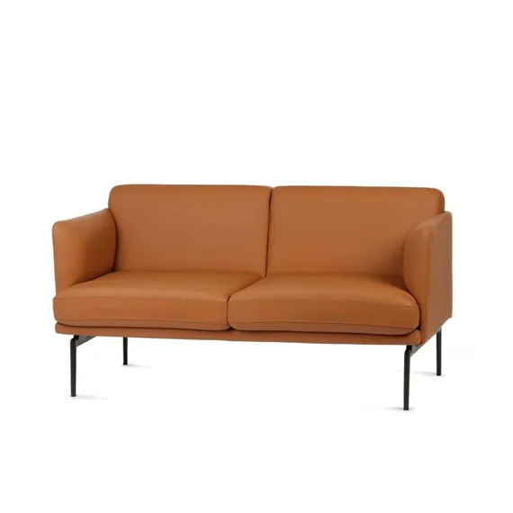 Двухместный диван Bisq 156 см, коричневая кожа