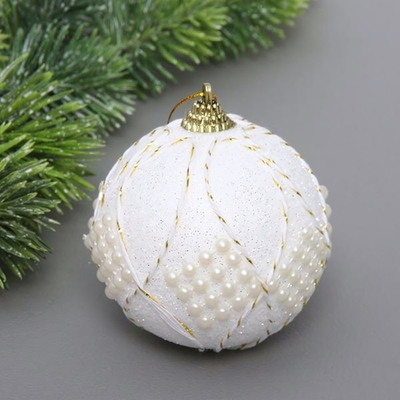 Новогодний шар "Снежный жемчуг" 8 см, Белый