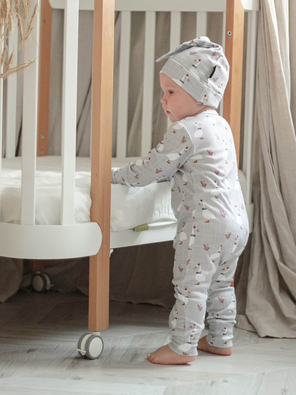 Комбинезон Mjölk Sleep and Play Гуси, на манжетах