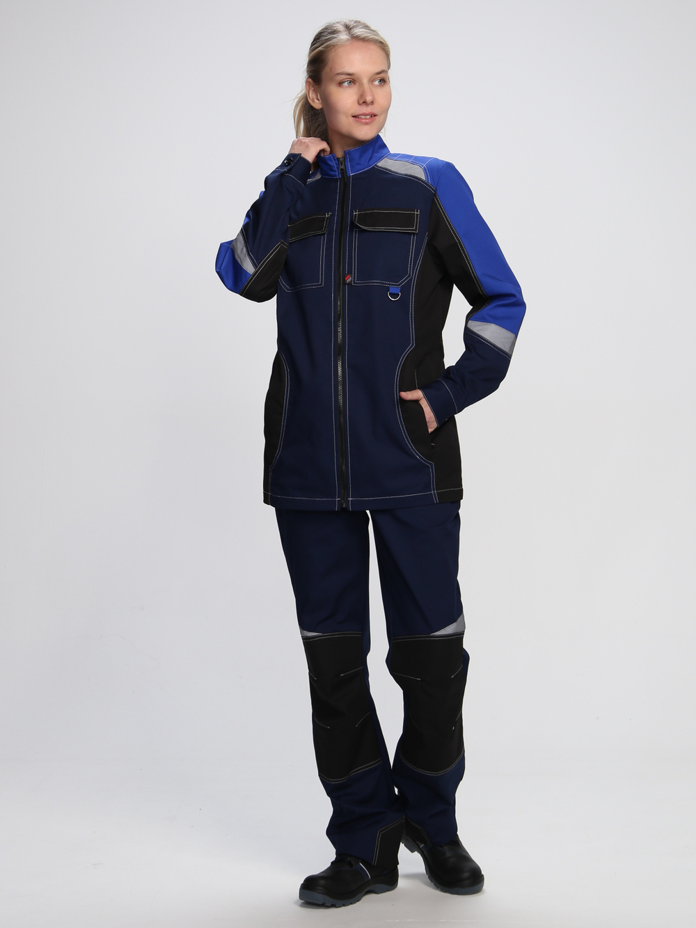 Костюм женский Вектрон-1 (тк.Смесовая,240) брюки, т.синий/васильковый/черный