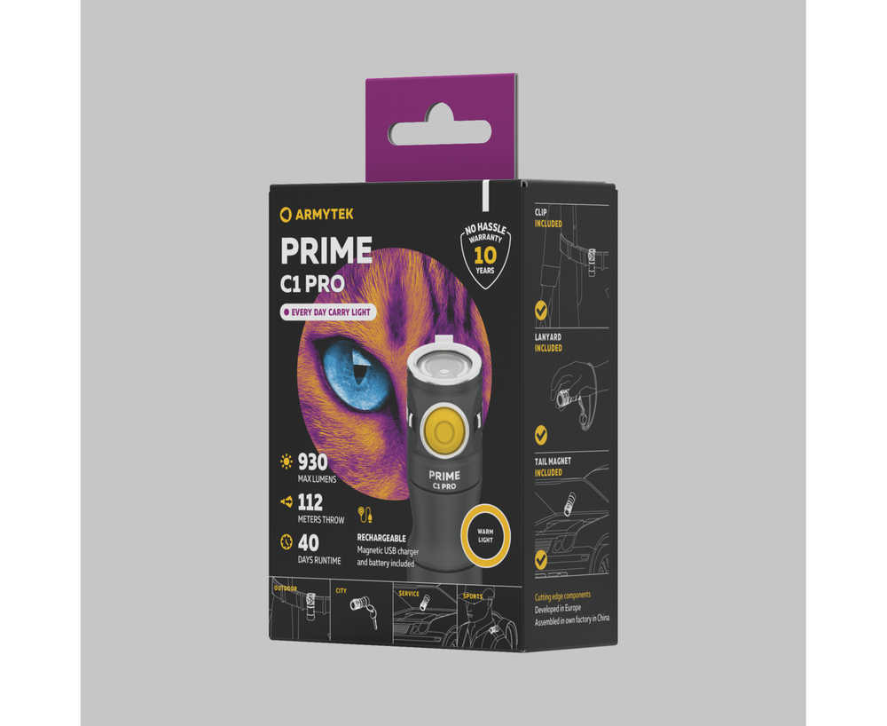 ARMYTEK - Фонарь PRIME C1 PRO MAGNET USB WARM ( теплый свет )