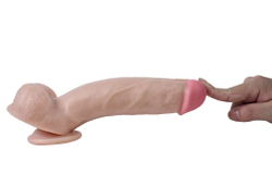 Реалистичный фаллоимитатор REAL с мошонкой на присоске, PVC, 19 x4,5 см.
