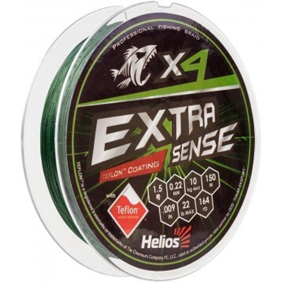 Шнур Helios Extrasense X4 PE Green 150m  1.5/22LB 0.22mm (HS-ES-X4-1.5/22LB)