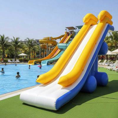 Надувная прямая водная горка «Солнечный залив» для вышки (опоры), 7*2*4 м