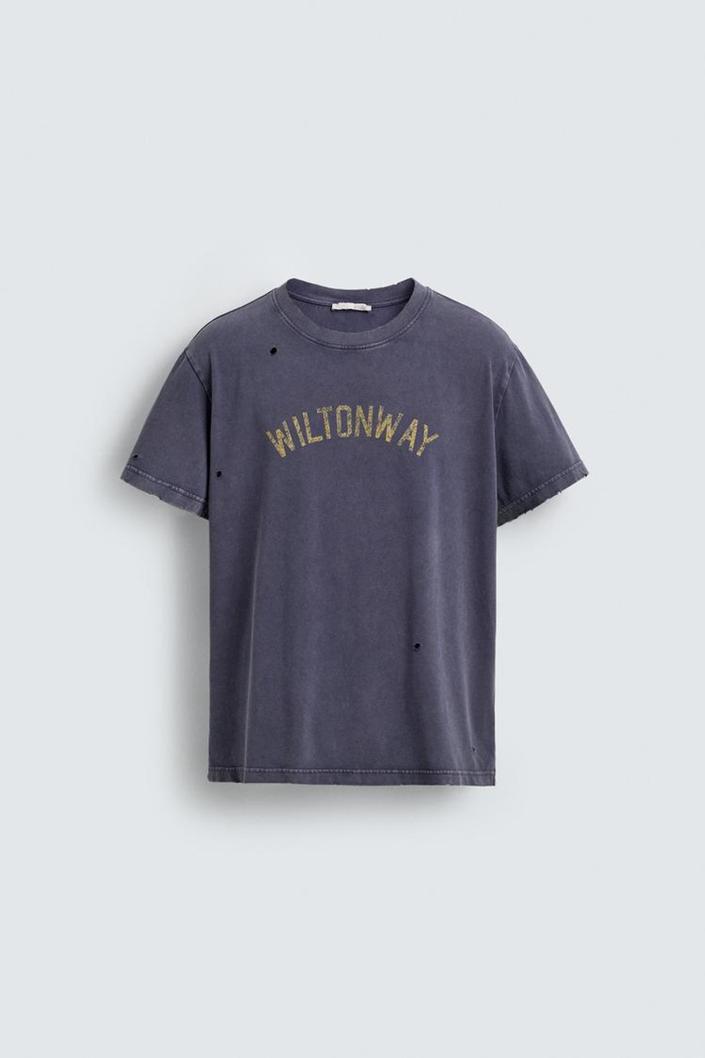 ZARA ФУТБОЛКА ИЗ ТКАНИ С ЭФФЕКТОМ ПОТЕРТОСТИ С ПРИНТОМ-НОМЕРОМ, ЧЕРНИЛЬНО-СИНИЙ