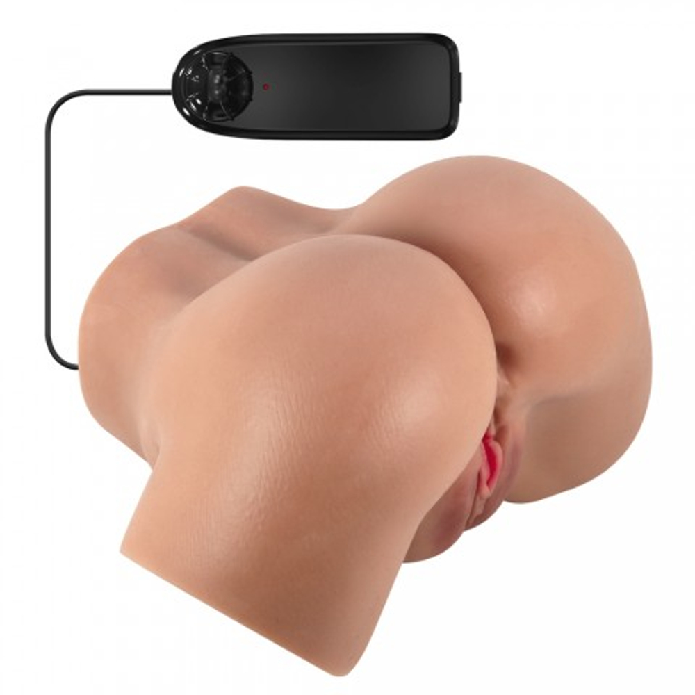 Мастурбатор реалистичный двойной Hailey с вибрацией (анус+вагина) коричневый