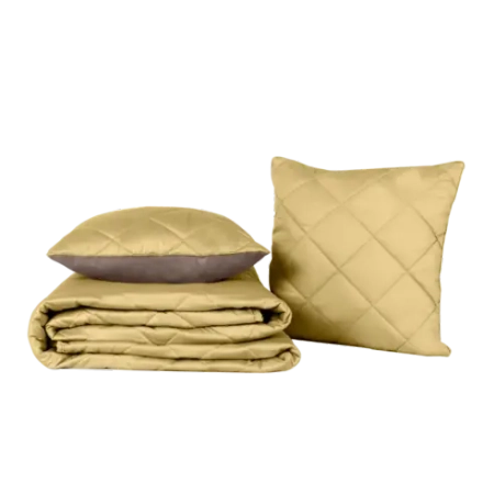 Покрывало + 2 наволочки BuyColor Шоколад/Горчица