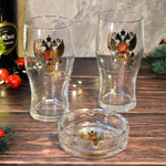 Набор 3 предмета (2 бокала для пива 500мл, пепельница) Золотой герб России