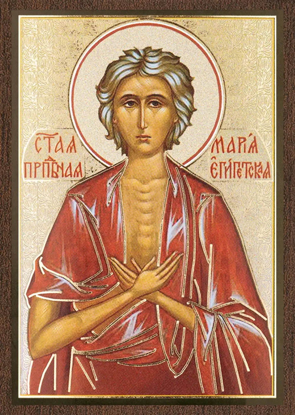 Икона "Мария Египетская" 6х9 на МДФ-6